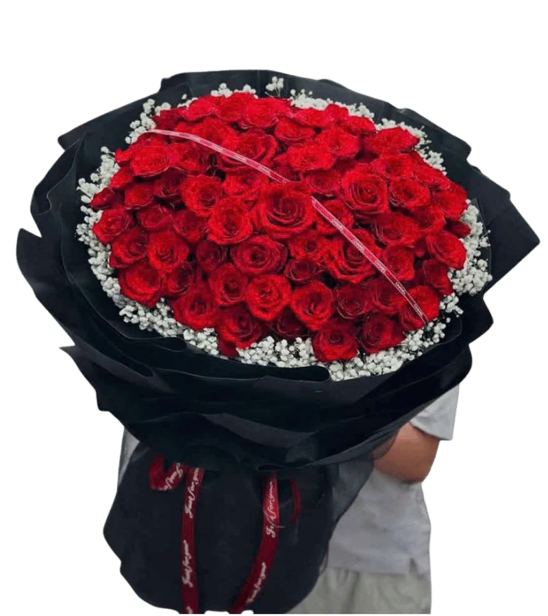 Bó hoa hồng đỏ cỡ lớn xếp vòm tròn