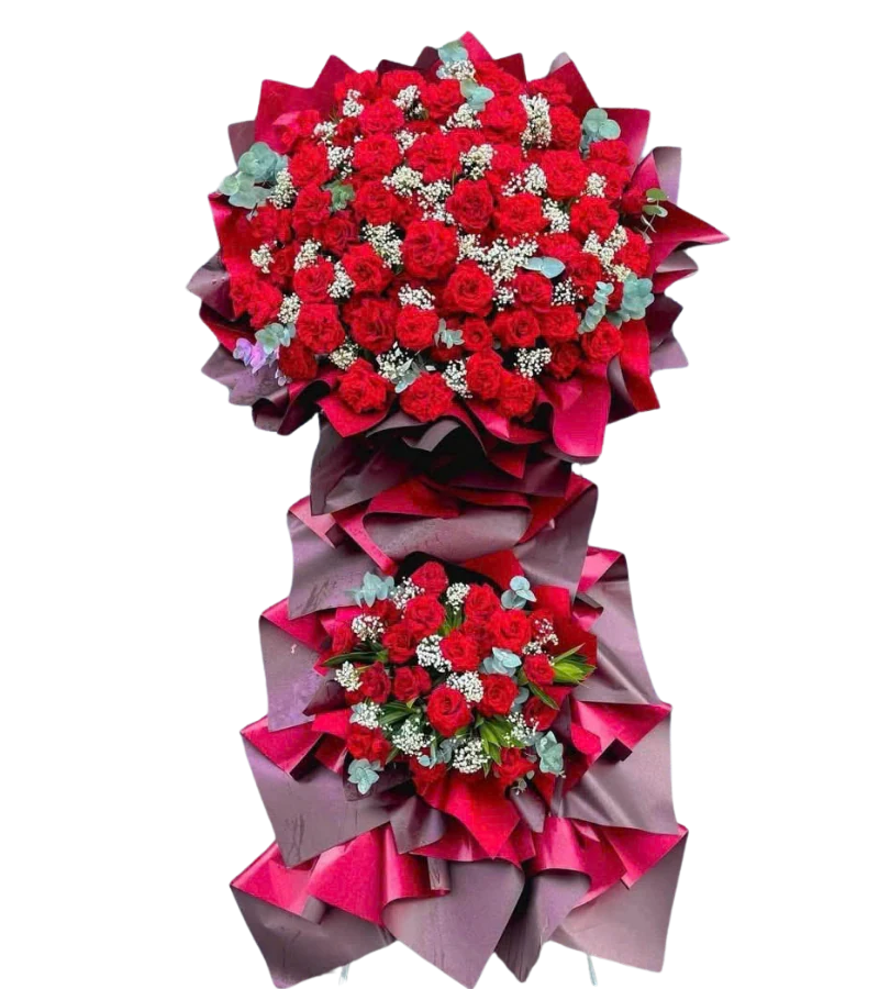 Kệ hoa khai trương 2 tầng tông đỏ