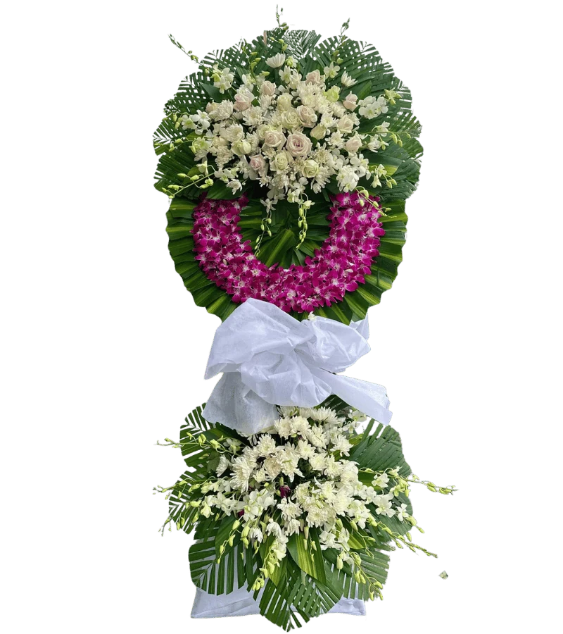 Kệ vòng hoa 2 tầng mang sắc trắng