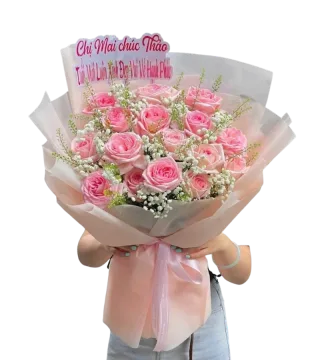 Bó hồng phấn dịu dàng