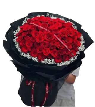 Bó hoa hồng đỏ cỡ lớn xếp vòm tròn