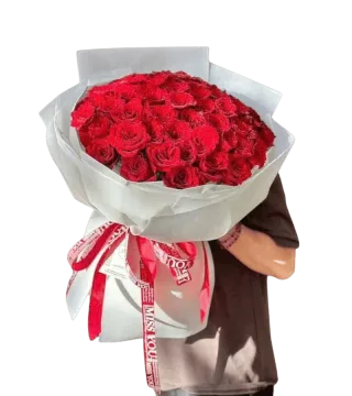Bó hoa hồng đỏ cỡ lớn xếp vòm tròn