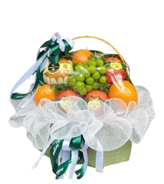 Giỏ trái cây nơ xanh