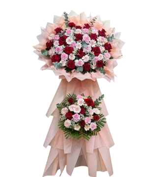 Kệ khai trương hồng phấn