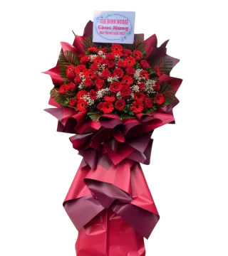 Kệ hoa khai trương 1 tầng tông đỏ