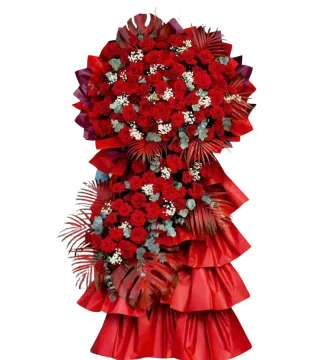 Kệ hoa khai trương 2 tầng tông đỏ