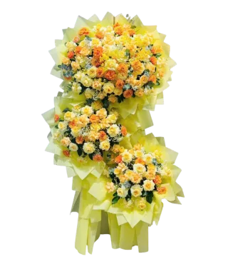 Kệ hoa khai trương 3 tầng tông vàng