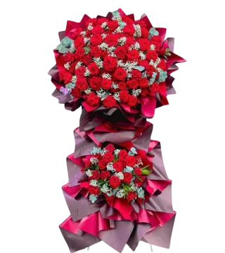 Kệ hoa khai trương 2 tầng tông đỏ