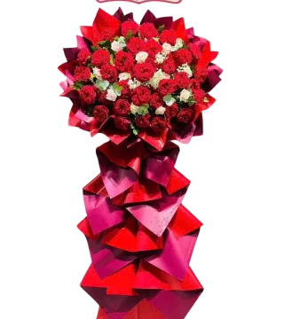 Kệ hoa khai trương 1 tầng tông đỏ
