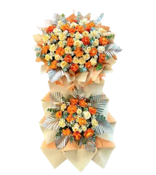 Kệ hoa khai trương 2 tầng tông cam