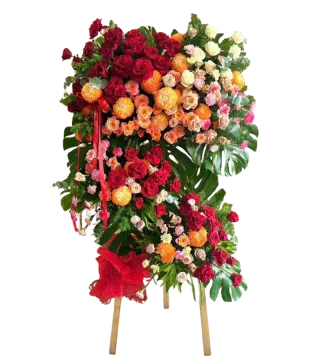 Kệ hoa khai trương 2 tầng trên chân gỗ