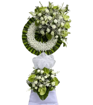Kệ vòng hoa 2 tầng mang sắc trắng