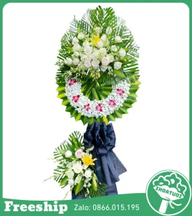 Kệ Hoa Viếng 2 Tầng Điểm Lan Tím - Mã: DHT-040 - Giá: 1.300.000đ