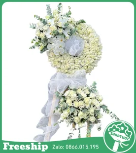 Vòng Hoa Mix Trắng Sang – Trang Trọng - Mã: DHT-060 - Giá: 1.900.000đ