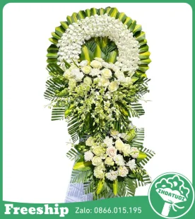 Vòng Hoa Hồng Trắng – Lời Tạm Biệt Dịu Dàng - Mã: DHT-067 - Giá: 1.300.000đ