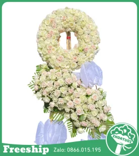 Vòng Hoa Mix Trắng Hồng Sang – Trang Trọng - Mã: DHT-071 - Giá: 1.900.000đ