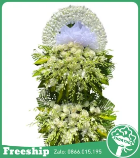 Vòng Hoa Tone Trắng – Tưởng Niệm Vô Cùng - Mã: DHT-072 - Giá: 1.900.000đ