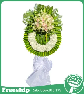 Vòng Hoa Viếng 1 Tầng Mix Hồng - Mã: DHT-075 - Giá: 850.000đ