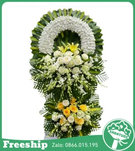 Kệ Hoa Đám Tang 2 Tầng Mix Ly Hồng Vàng - Mã: DHT-078 - Giá: 1.300.000đ