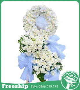 Vòng Hoa Mix Trắng Lan Hồ Điệp Sang – Trang Trọng - Mã: DHT-082 - Giá: 2.200.000đ