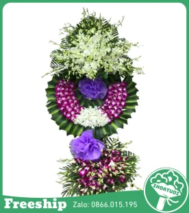 Vòng Hoa Tím Trắng – Tưởng Niệm - Mã: DHT-092 - Giá: 1.300.000đ