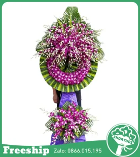 Vòng Hoa Đám Tang Lan Tím 2 Tầng - Mã: DHT-101 - Giá: 1.300.000đ