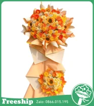 Kệ Hoa Chúc Mừng Tone Vàng Cam 2 Tầng