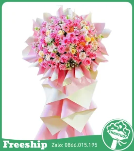 Kệ Hoa Chúc Mừng Tone Hồng 1 Tầng - Mã: DHT-128 - Giá: 950.000đ