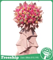 Kệ Hoa Chúc Mừng Tone Hồng 1 Tầng