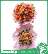 Kệ Hoa Chúc Mừng Tone Hồng Đỏ 2 Tầng