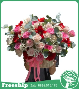 Lẵng Hoa Mừng Dễ Thương - Mã: DHT-154 - Giá: 500.000đ