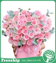 Giỏ Hoa Chúc Mừng Hồng Ngọt Ngào