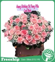 Giỏ Hoa Chúc Mừng Hồng Ngọt Ngào
