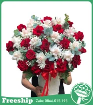 Giỏ Hoa Chúc Mừng Tone Đỏ Rực Rỡ