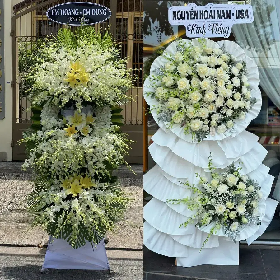 Kệ hoa chia buồn tại An Hội