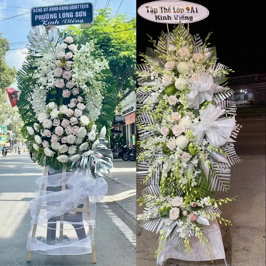 Kệ hoa chia buồn tại An Lão