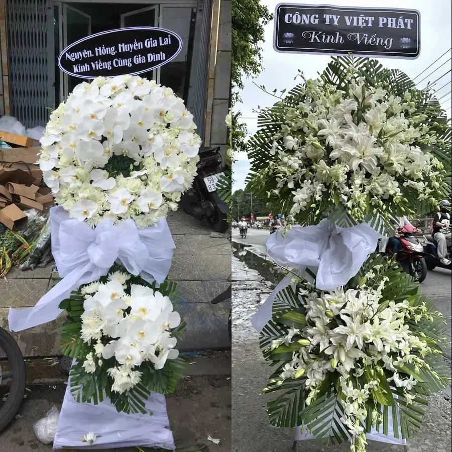 Kệ hoa chia buồn tại An Long