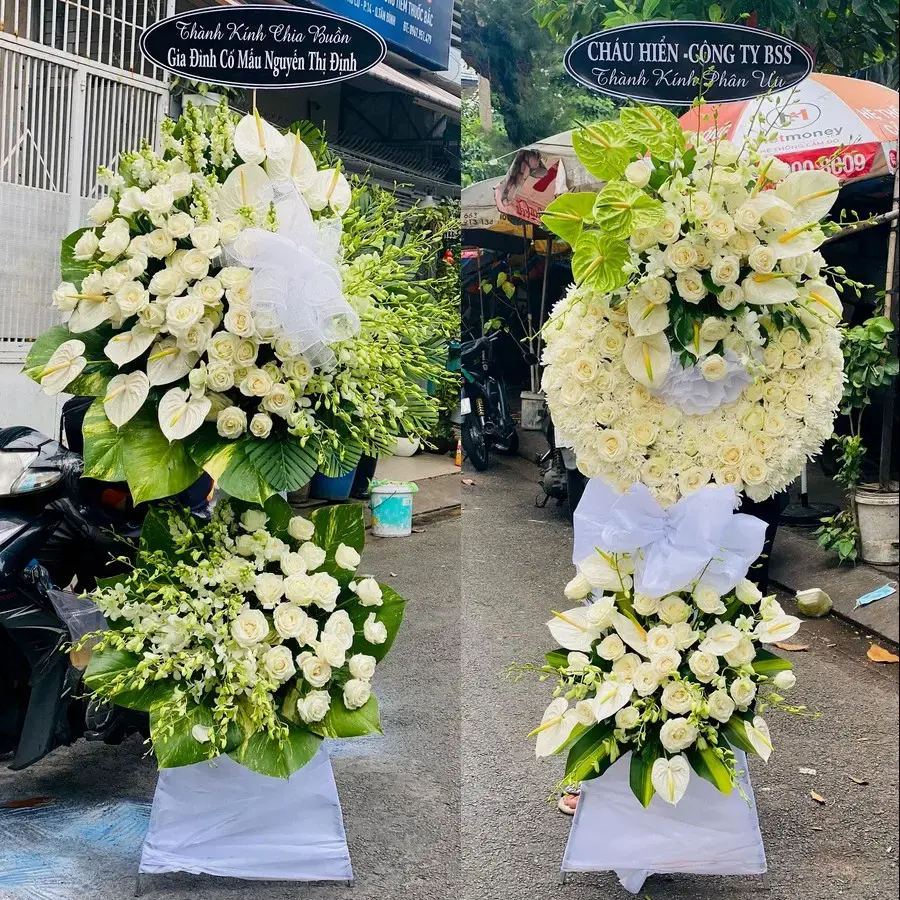 Kệ hoa chia buồn tại An Phong