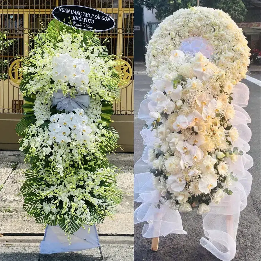 Kệ hoa chia buồn tại An Thạnh Thủy