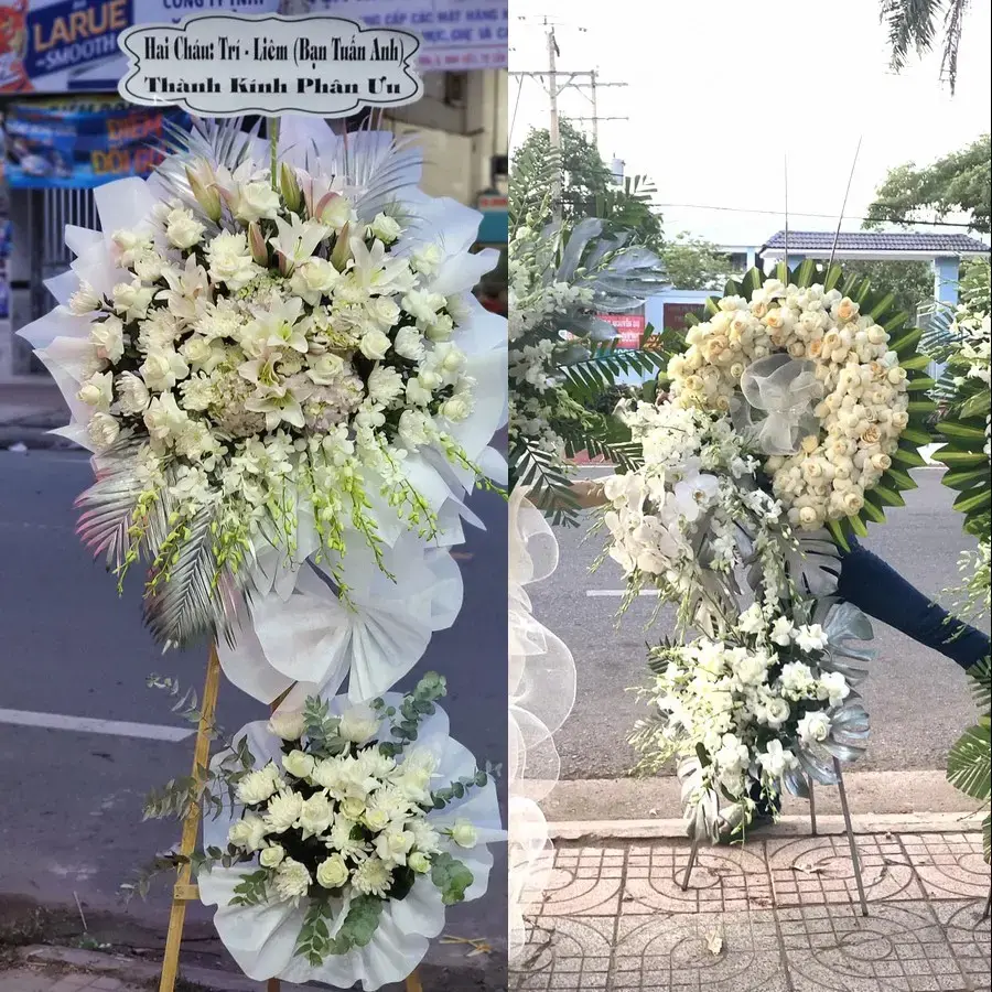 Kệ hoa chia buồn tại An Xuyên