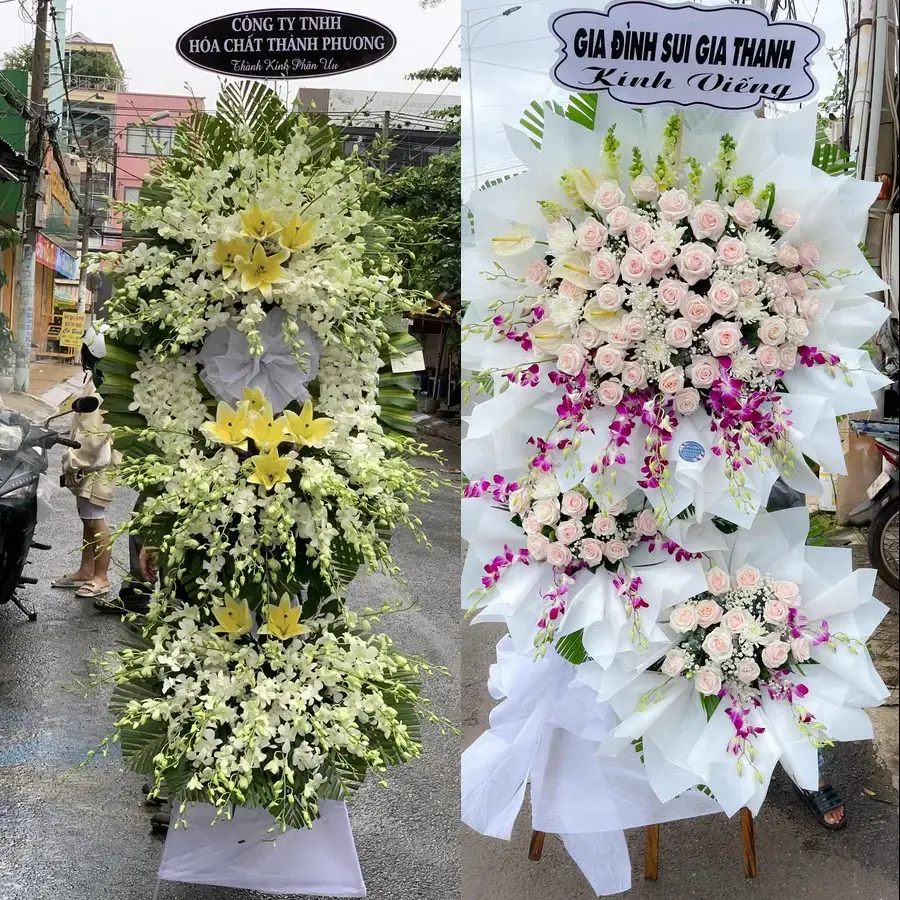 Kệ hoa chia buồn tại Bạch Đằng