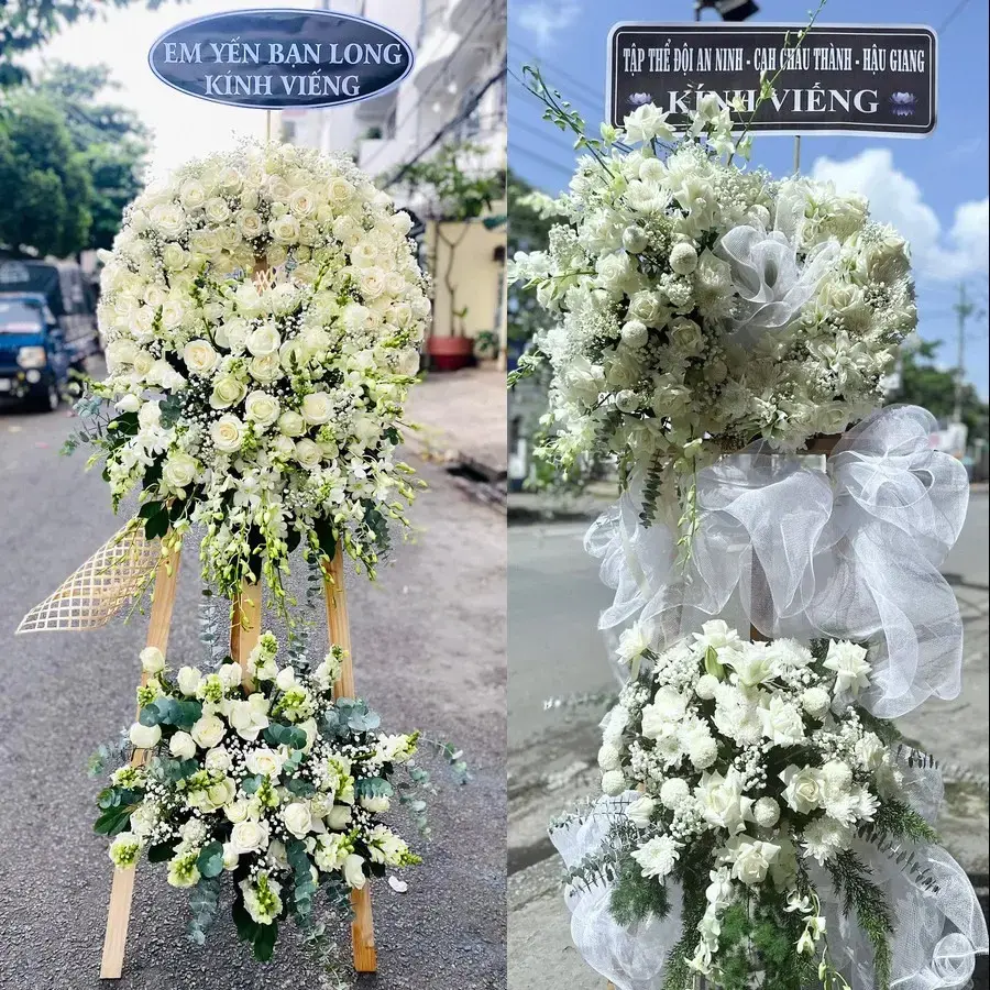 Kệ hoa chia buồn tại Bãi Cháy