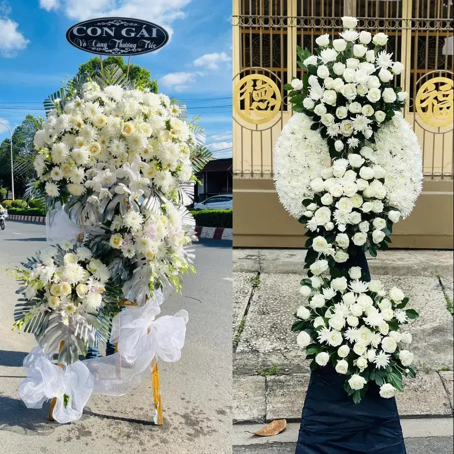 Vòng hoa đám tang tại Bảo Đài