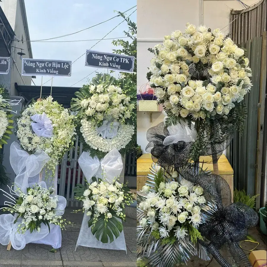 Vòng hoa đám tang tại Bát Tràng