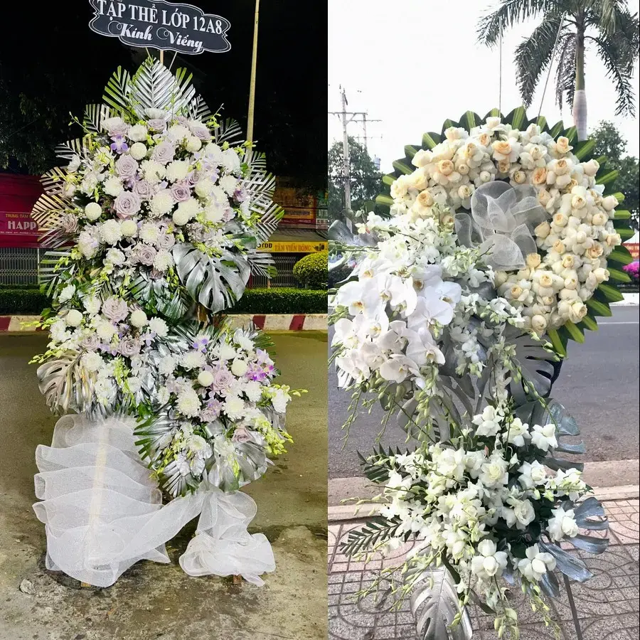 Kệ hoa chia buồn tại Bát Tràng