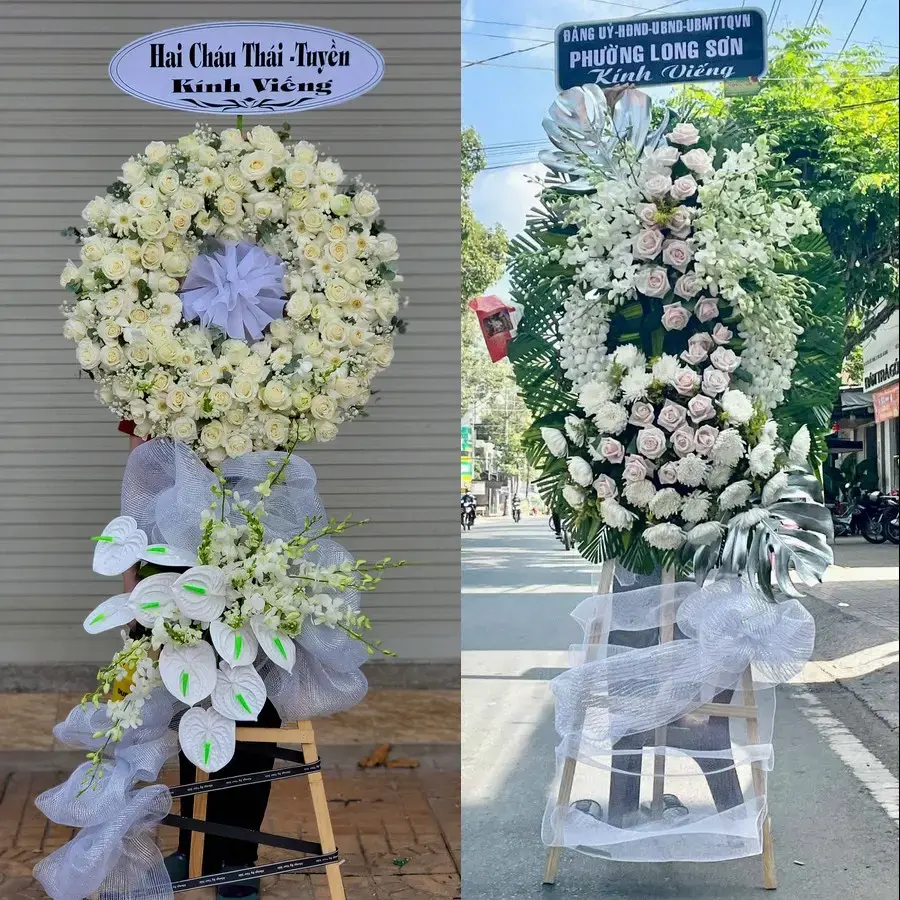 Kệ hoa chia buồn tại Bến Cát