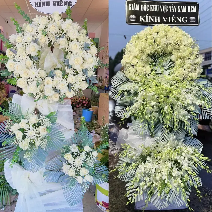 Vòng hoa đám tang tại Bình Mỹ, An Giang