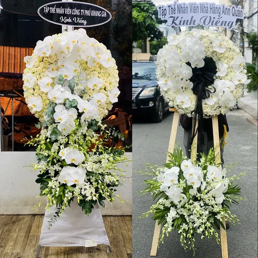 Kệ hoa chia buồn tại Cái Vồn