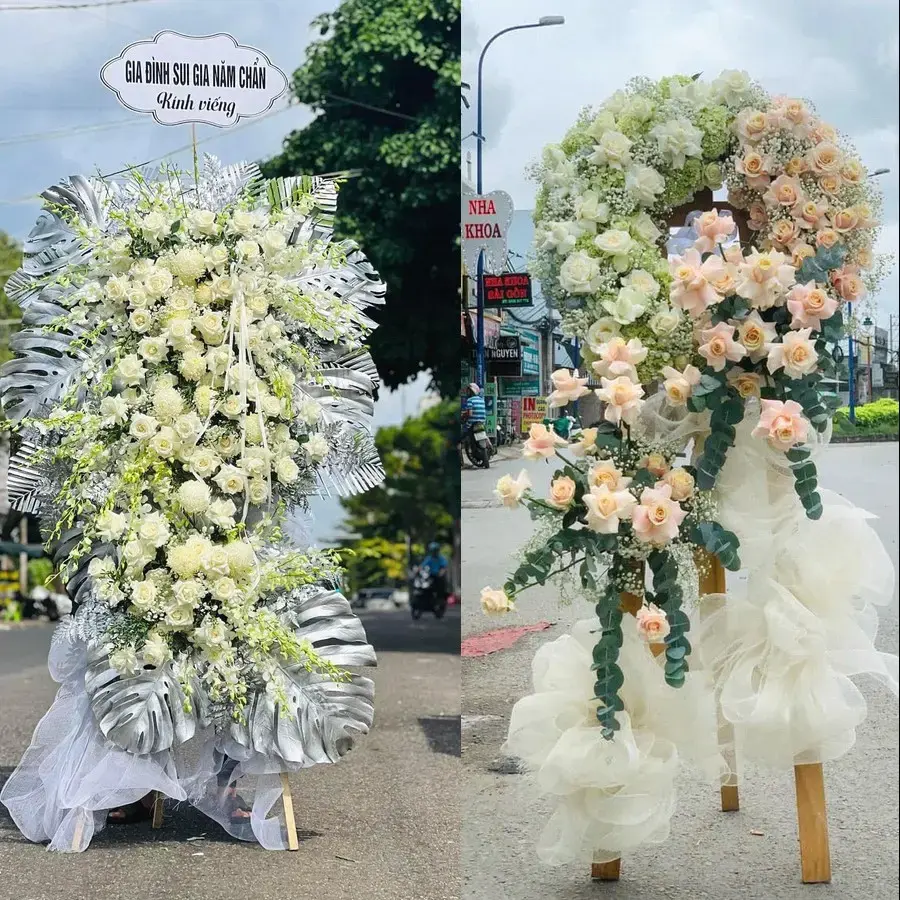 Kệ hoa chia buồn tại Cam Đường