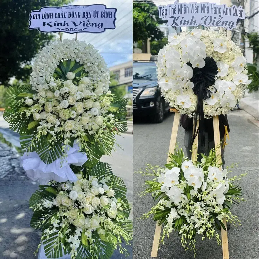 Kệ hoa chia buồn tại Cam Linh